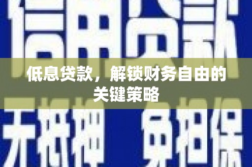 中寮低息贷款，解锁财务自由的关键策略