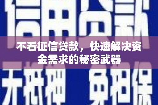 中寮不看征信贷款，快速解决资金需求的秘密武器