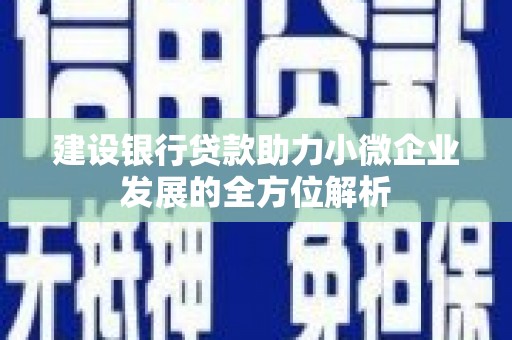 中寮建设银行贷款助力小微企业发展的全方位解析