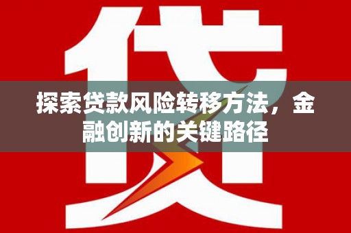 中寮探索贷款风险转移方法，金融创新的关键路径